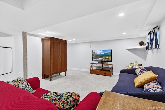10328 W Crestone Mtn, Littleton, CO 80127 - living room featuring light colored carpet and recessed lighting