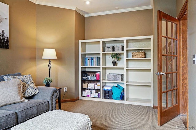 19640 Four Winds Way, Monument, CO 80132 - living area with carpet floors and ornamental molding