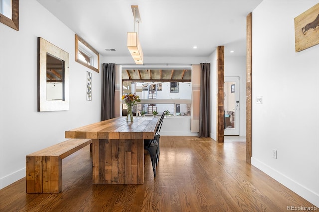1930 W 35th Ave, Denver, CO 80211 - dining space featuring wood finished floors, baseboards, and recessed lighting