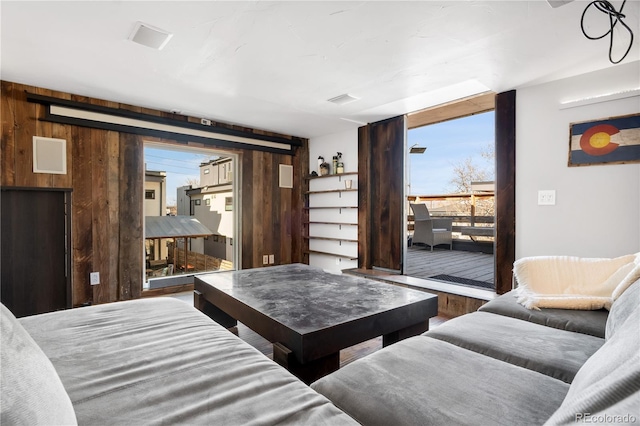 1930 W 35th Ave, Denver, CO 80211 - living area with wood walls and wood finished floors