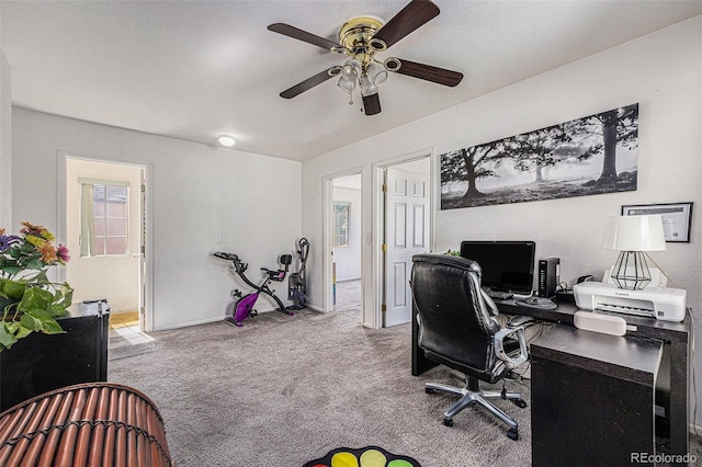 1655 S Buckley Cir, Aurora, CO 80017 - carpeted office featuring ceiling fan and baseboards