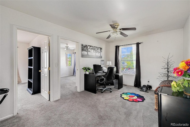 1655 S Buckley Cir, Aurora, CO 80017 - office area with a ceiling fan, plenty of natural light, and carpet floors