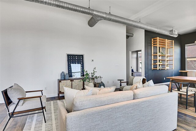 2501 15th St Unit 3F, Denver, CO 80211 - living room featuring a towering ceiling and wood finished floors