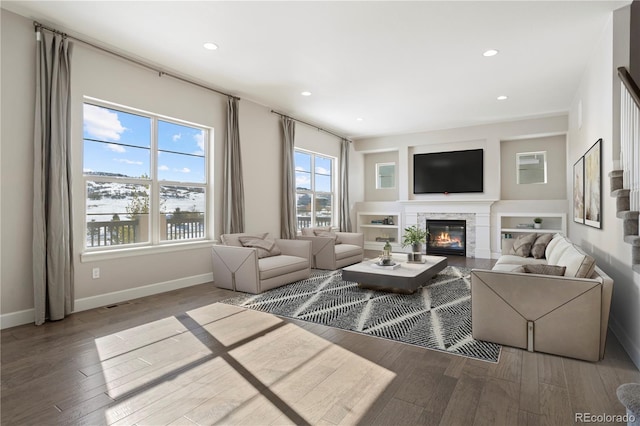 living room with hardwood / wood-style flooring