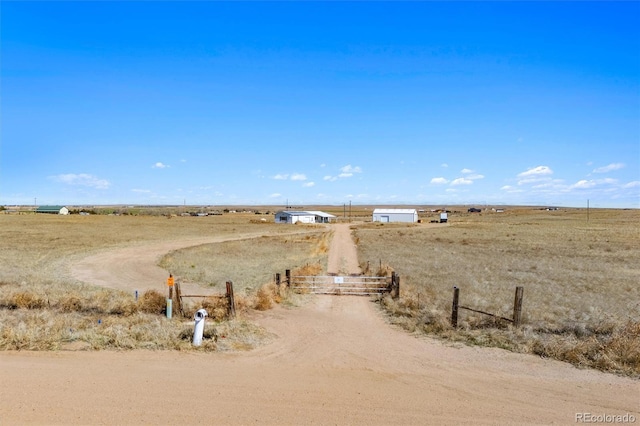 view of street featuring a rural view