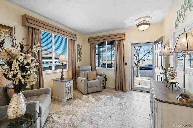 living area with baseboards