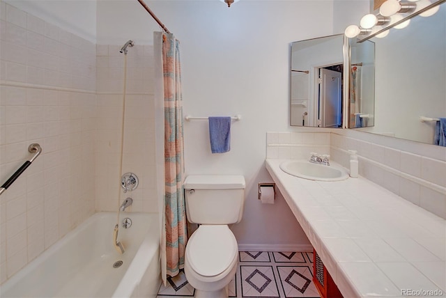 8300 W 67th Ave, Arvada, CO 80004 - full bath featuring shower / bathtub combination with curtain, vanity, and tile patterned flooring