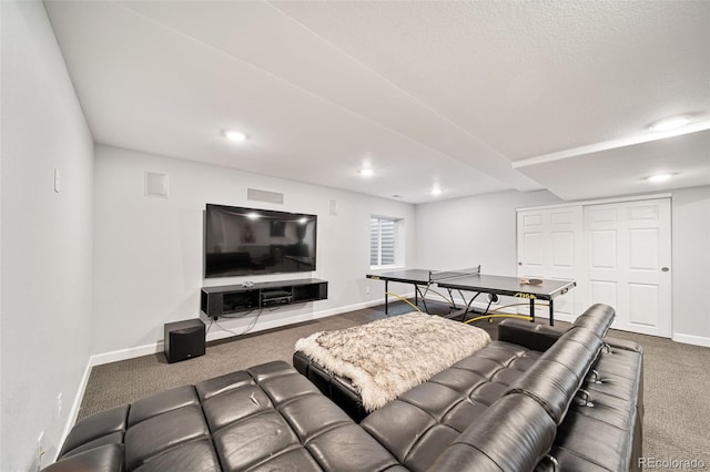22227 E Hinsdale Ave, Aurora, CO 80016 - carpeted living area with baseboards and recessed lighting