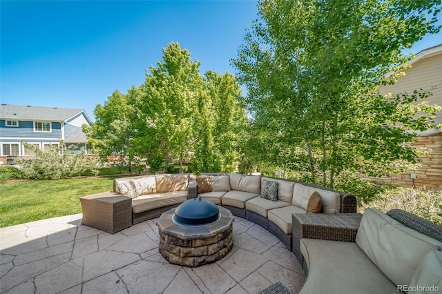 22227 E Hinsdale Ave, Aurora, CO 80016 - view of patio / terrace featuring an outdoor living space with a fire pit