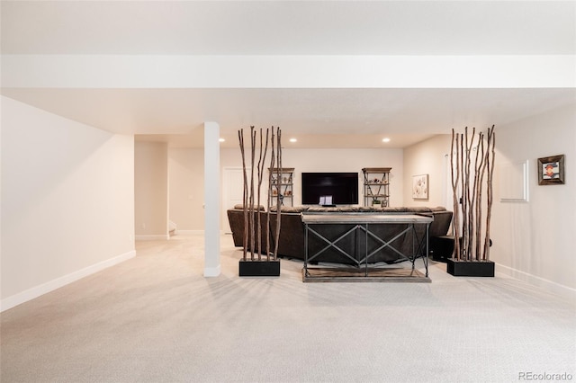 5840 Longs Peak St, Brighton, CO 80601 - living area featuring light carpet and recessed lighting
