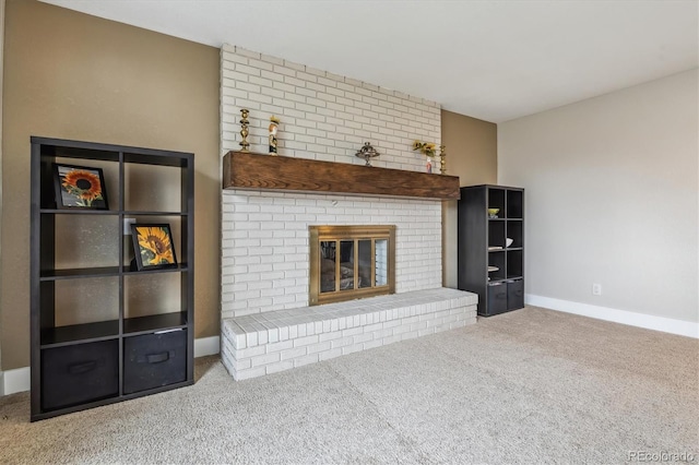6062 S Emporia Cir, Englewood, CO 80111 - unfurnished living room with baseboards, a fireplace, and carpet flooring