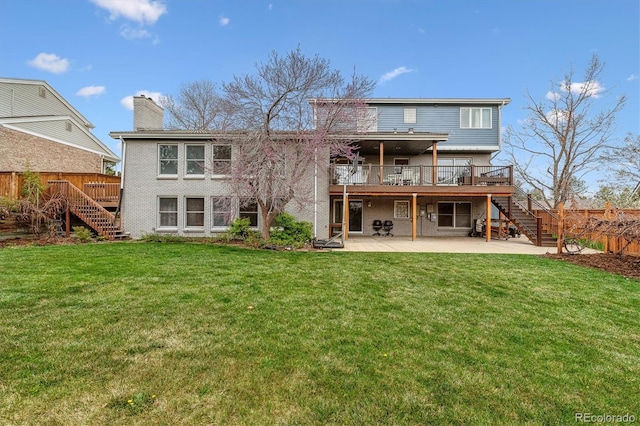 6062 S Emporia Cir, Englewood, CO 80111 - rear view of house with a wooden deck, a patio area, and stairway