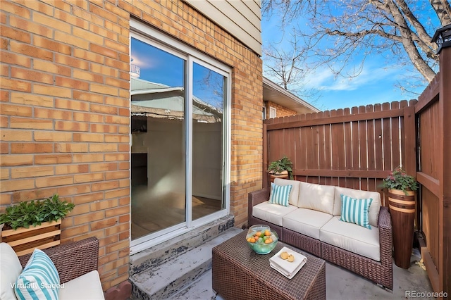 view of patio featuring an outdoor living space