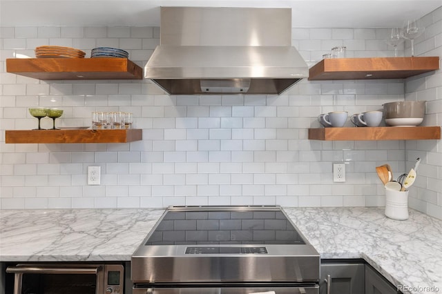 505 Detroit St, Denver, CO 80206 - kitchen featuring open shelves and range hood