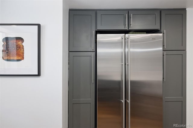 505 Detroit St, Denver, CO 80206 - kitchen with stainless steel built in fridge and gray cabinets