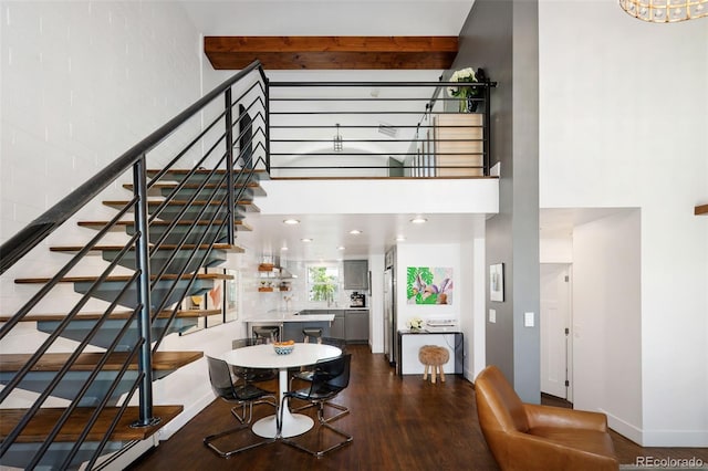 505 Detroit St, Denver, CO 80206 - stairs with wood finished floors and a towering ceiling