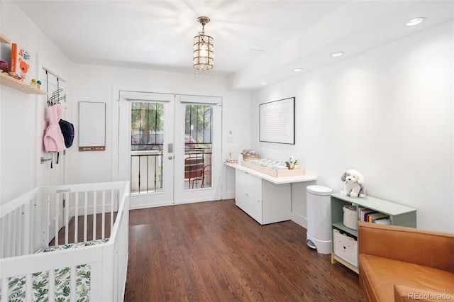 505 Detroit St, Denver, CO 80206 - bedroom with french doors, wood finished floors, recessed lighting, and access to outside