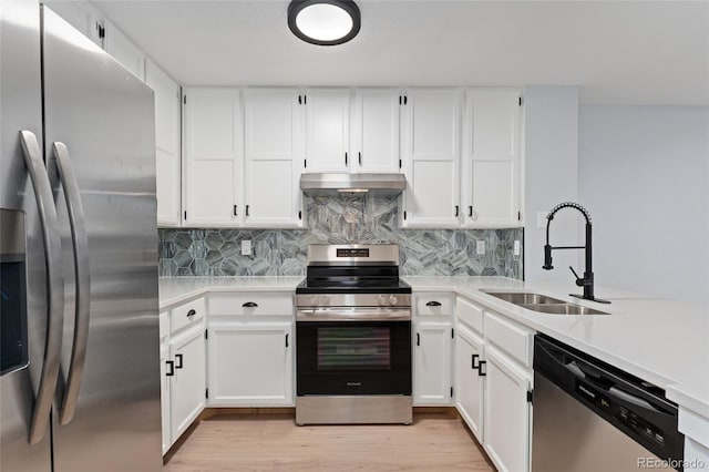 kitchen featuring sink, white cabinetry, and stainless steel appliances