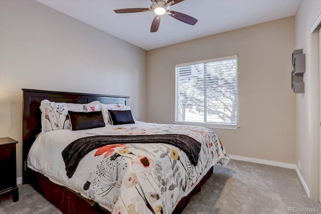 bedroom featuring carpet and ceiling fan