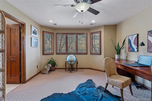 5 Tamarade Dr, Littleton, CO 80127 - office area with visible vents, ceiling fan, and baseboards