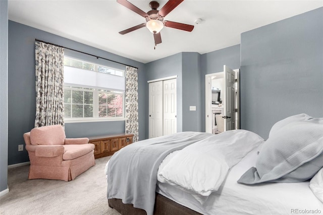 4712 Raven Run, Broomfield, CO 80023 - carpeted bedroom featuring a closet, a ceiling fan, and baseboards
