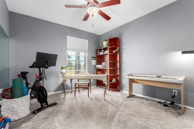 4712 Raven Run, Broomfield, CO 80023 - office area with baseboards, carpet floors, and ceiling fan
