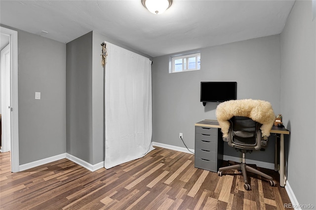 office area featuring dark hardwood / wood-style floors