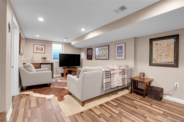 living room featuring light hardwood / wood-style flooring