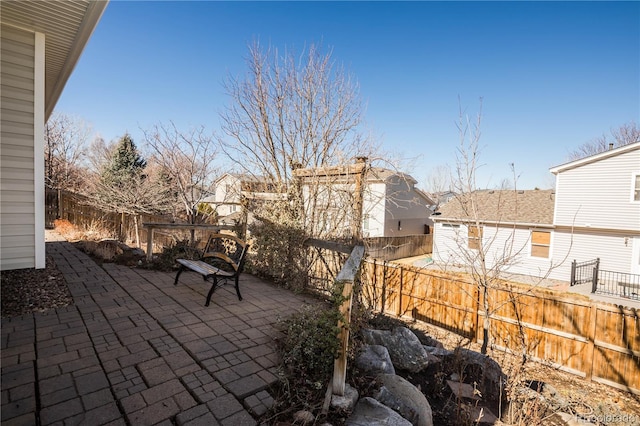 view of patio featuring a fenced backyard