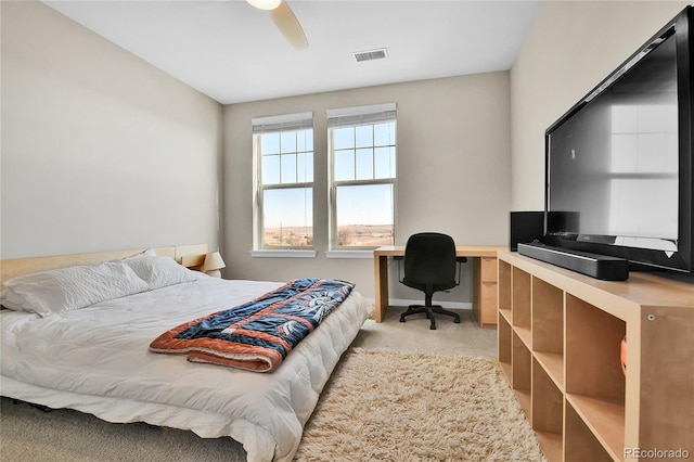 13598 Via Varra Unit 301, Broomfield, CO 80020 - bedroom with light carpet, an office area, and ceiling fan