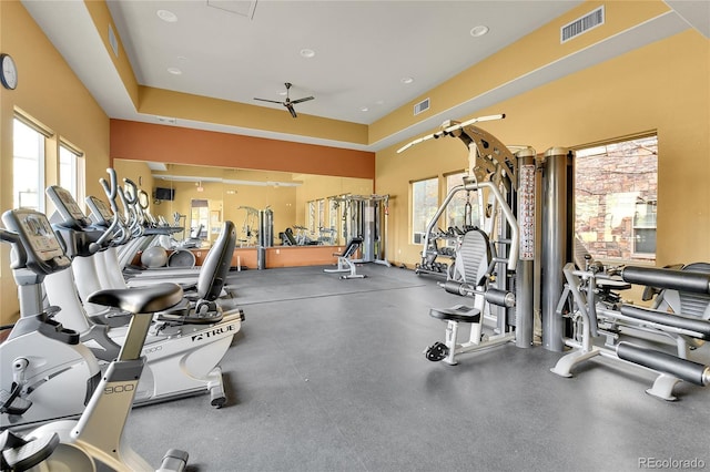 13598 Via Varra Unit 301, Broomfield, CO 80020 - gym with a ceiling fan