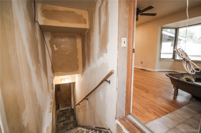 200 Garrison St, Lakewood, CO 80226 - stairway featuring ceiling fan and wood finished floors