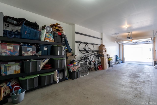 garage with a garage door opener