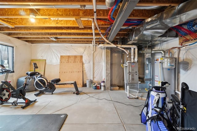 basement with water heater