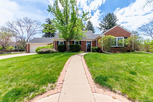 3756 S Forest Way, Denver, CO 80237 - view of front of house featuring brick siding, concrete driveway, and a front yard