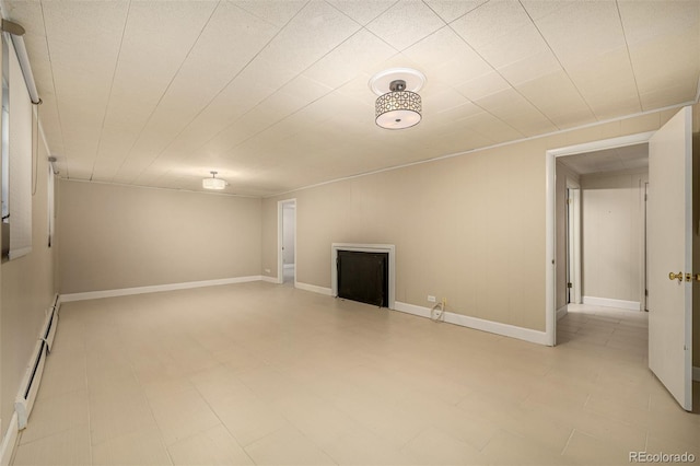 3756 S Forest Way, Denver, CO 80237 - unfurnished living room featuring a baseboard radiator