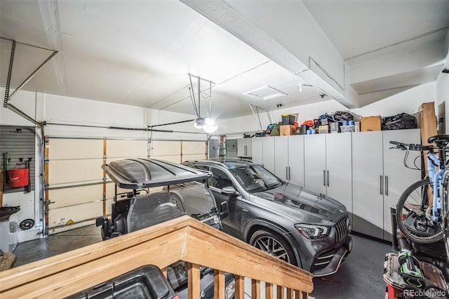 garage with a garage door opener