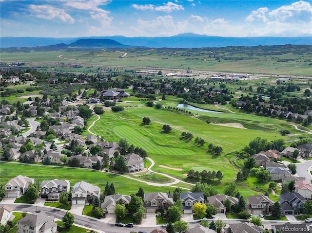 aerial view with a water and mountain view