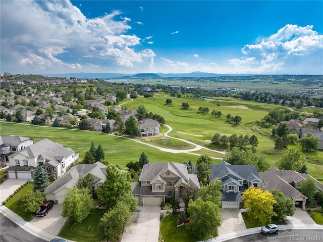 aerial view with a mountain view