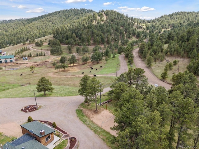 birds eye view of property with a rural view