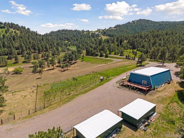 drone / aerial view with a rural view