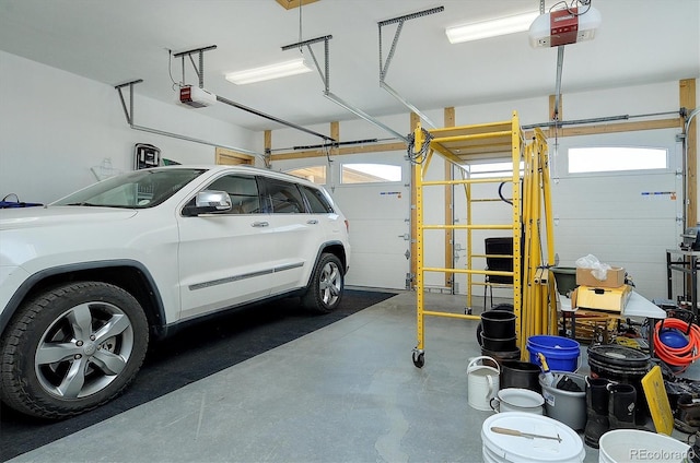 garage with a garage door opener