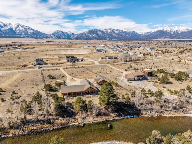 bird's eye view featuring a mountain view and a rural view