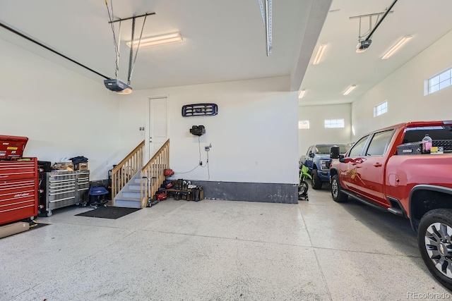 garage with a garage door opener