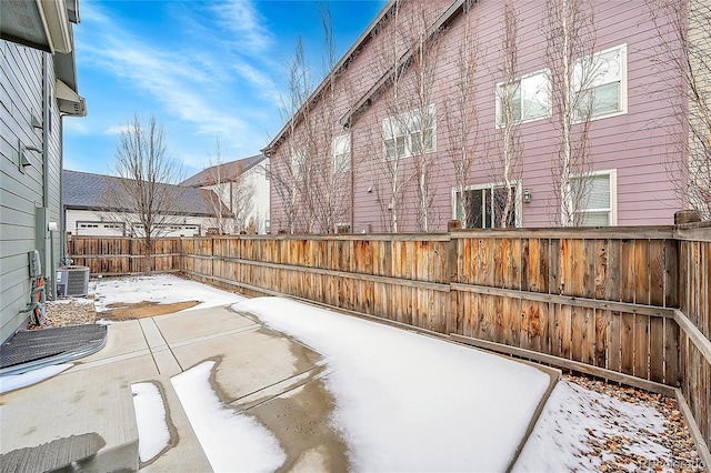 view of patio / terrace featuring fence private yard and cooling unit