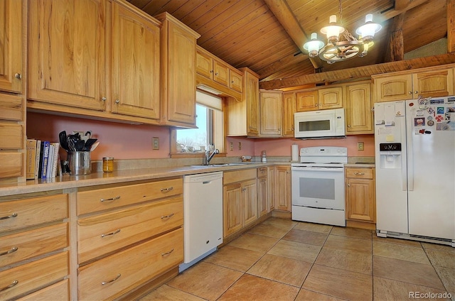28453 County Road 337, Buena Vista, CO 81211 - kitchen with a sink, light countertops, white appliances, and a chandelier