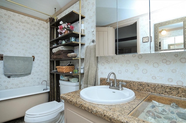 28453 County Road 337, Buena Vista, CO 81211 - full bathroom featuring vanity, a bathtub, toilet, and wallpapered walls