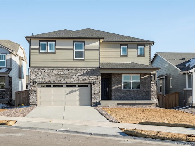 front of property with a garage