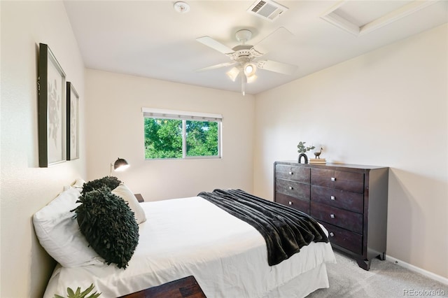 135 Carina Cir Unit 104, Loveland, CO 80537 - bedroom with attic access, carpet flooring, and ceiling fan