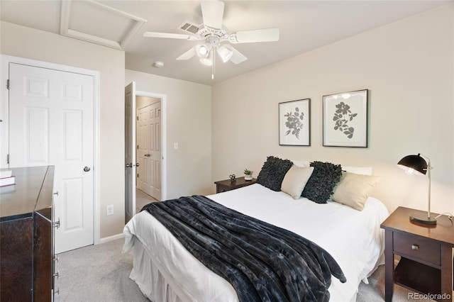 135 Carina Cir Unit 104, Loveland, CO 80537 - carpeted bedroom with attic access and a ceiling fan